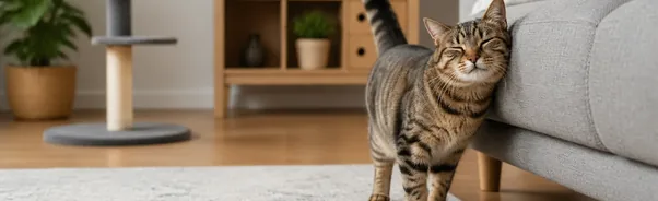 Cat rubbing its face against a household object as part of scent communication