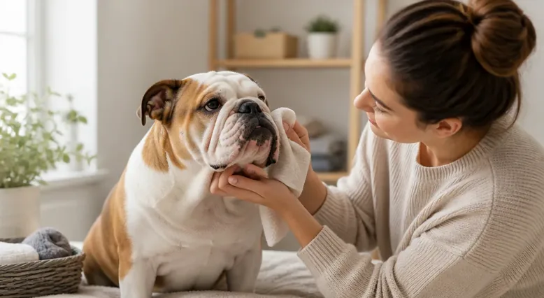 Dog facial skin-fold hygiene and gentle cleaning