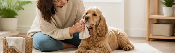 Dog facial skin-fold hygiene and gentle cleaning
